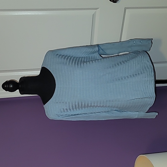 Soho Jeans Light Blue Striped Long Sleeve Top Sz: XL - Picture 6 of 7